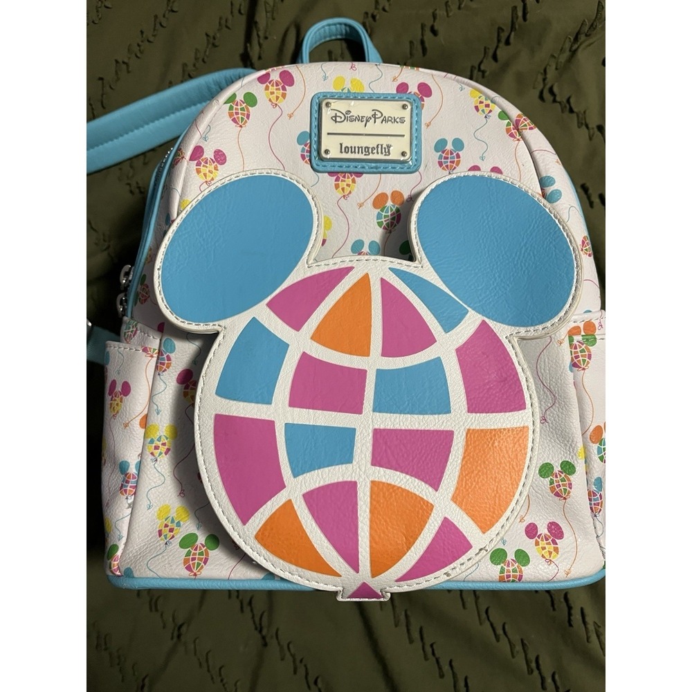 Disney Parks Loungefly Epcot Ball Mini Backpack Mickey Balloon Print Bag